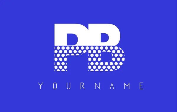 Diseño del logotipo de la letra punteada PB P B con fondo azul . — Vector de stock