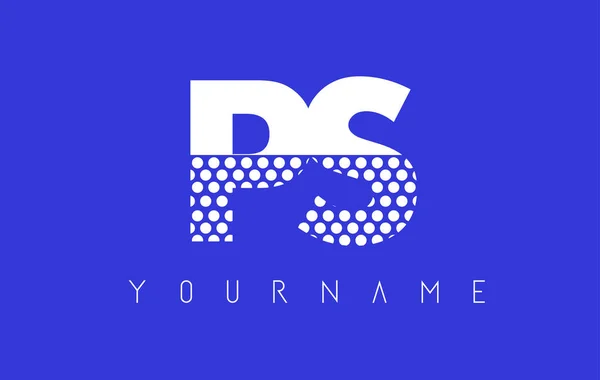 Diseño del logotipo de la letra punteada PS P S con fondo azul . — Vector de stock