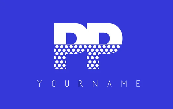 Diseño del logotipo de la letra punteada PP P con fondo azul . — Vector de stock