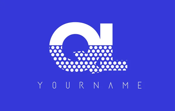 Diseño del logotipo de la letra punteada QL Q L con fondo azul . — Vector de stock