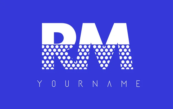 Diseño del logotipo de la letra punteada RM R M con fondo azul . — Vector de stock