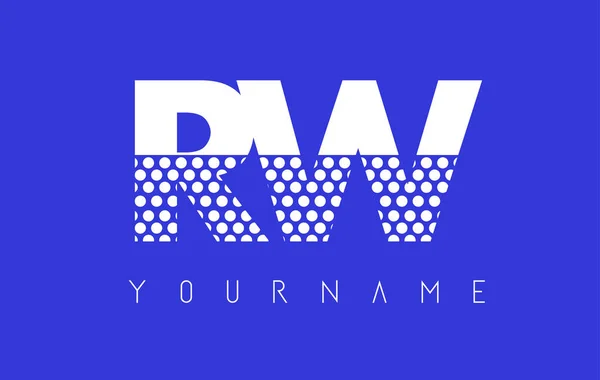 Diseño del logotipo de la letra punteada RW R W con fondo azul . — Vector de stock