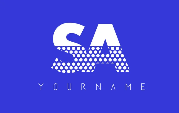 SA S A пунктирною лист дизайн логотипа з синьому фоні. — стоковий вектор