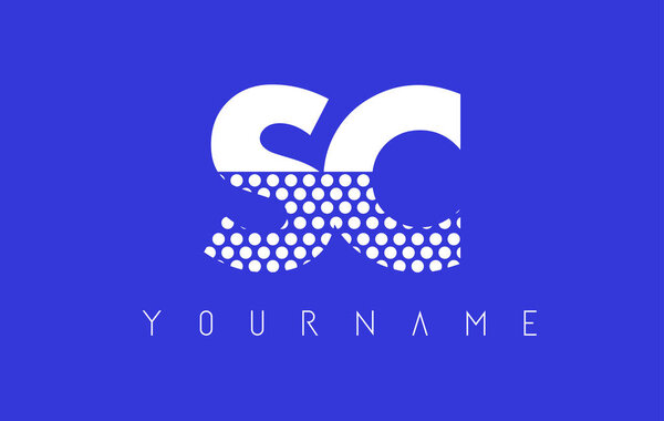 SC S C Dotted Letter Logo Design with Blue Background.