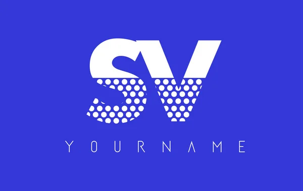 Sv S V ドット青い背景の文字ロゴ デザイン. — ストックベクタ