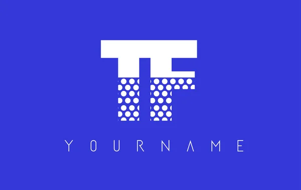 TF T F pontilhado letra logotipo design com fundo azul . —  Vetores de Stock