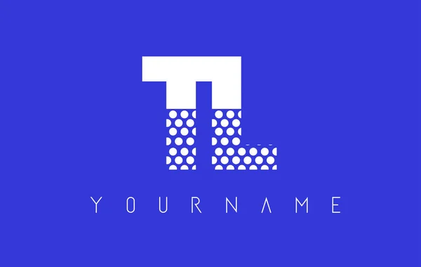 Diseño del logotipo de la letra punteada TL T L con fondo azul . — Vector de stock