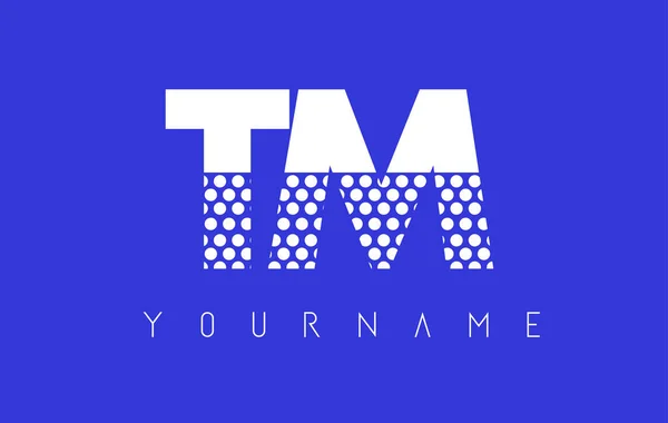 TM T M Dotted Letter Logo Design with Blue Background. — Stock Vector