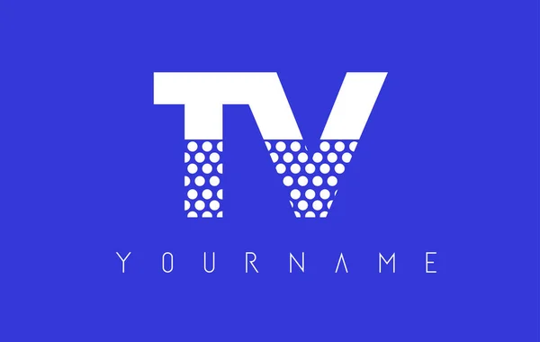 电视 T V 点缀蓝色背景字母标志设计. — 图库矢量图片