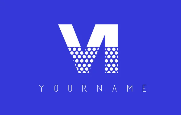 VI V I pontilhado carta logotipo design com fundo azul . — Vetor de Stock