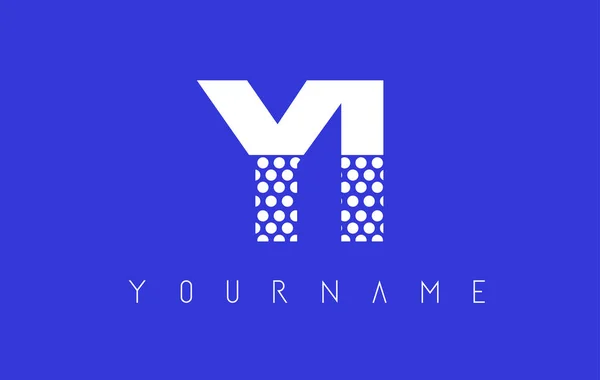 Diseño de logotipo de letra punteada YI Y I con fondo azul . — Vector de stock