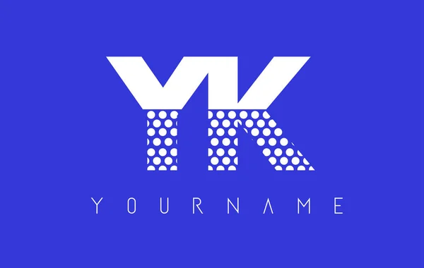 Logo lettera punteggiata YK Y K Design con sfondo blu . — Vettoriale Stock