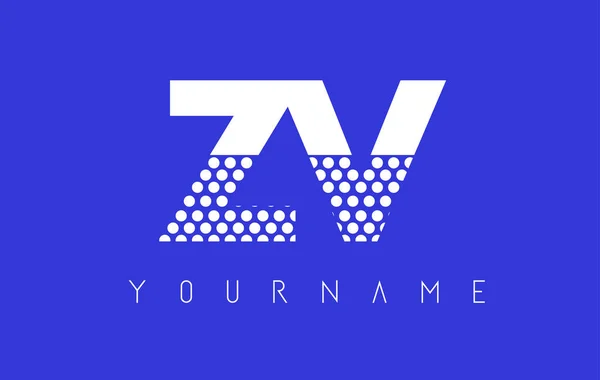ZV Z V pontilhado letra logotipo design com fundo azul . — Vetor de Stock