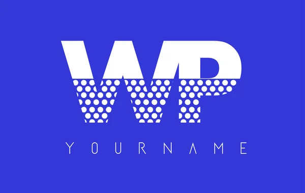 Wp W P ドット青い背景の文字ロゴ デザイン. — ストックベクタ