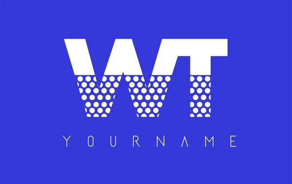WT W T pontilhado letra logotipo design com fundo azul . —  Vetores de Stock