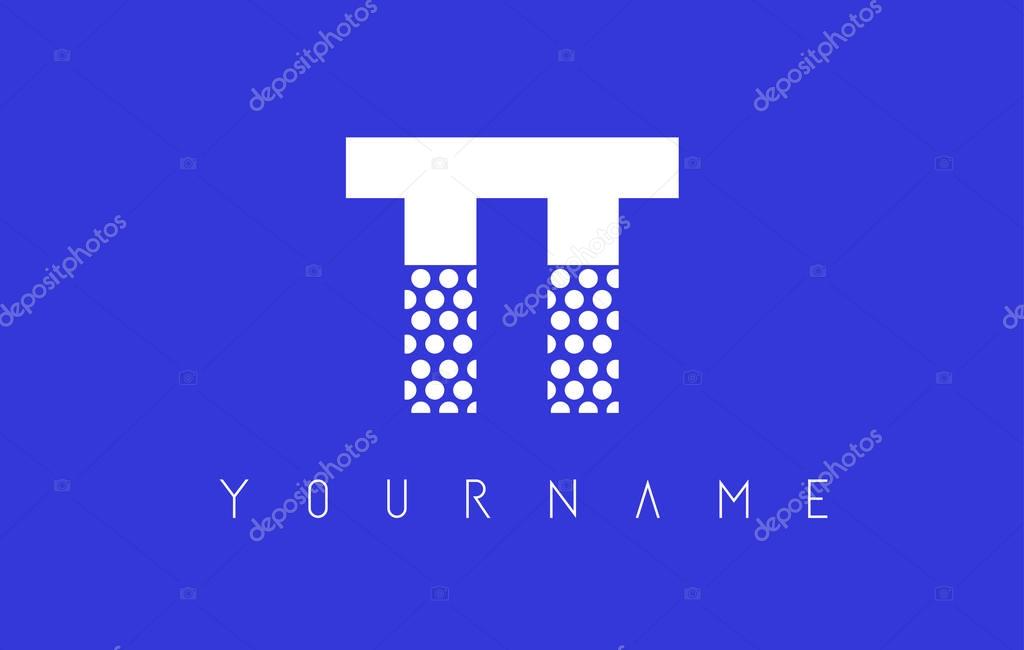 TT T Dotted Pattern Letter Logo Design Vector with Blue Background.