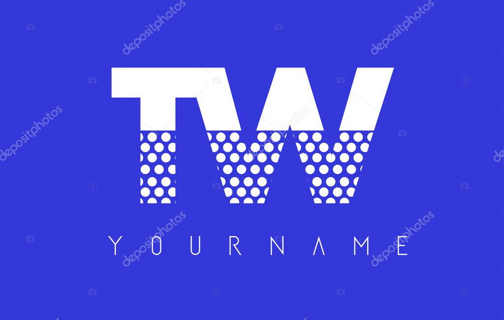 TW T W Dotted Pattern Letter Logo Design Vector with Blue Background.