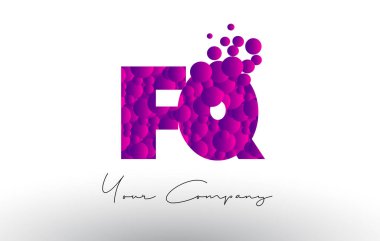 Mor baloncuklar doku ile FQ F Q nokta harf Logo.