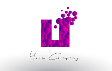 Li L mektup Logo mor baloncuklar doku ile nokta.