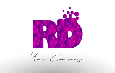 RD R D nokta harf Logo mor baloncuklar doku ile.
