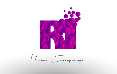 RI R mektup Logo mor baloncuklar doku ile nokta.