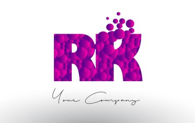 RK R K nokta harf Logo mor baloncuklar doku ile.
