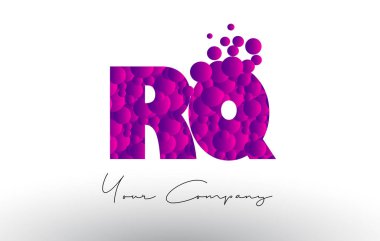 RQ R Q nokta harf Logo mor baloncuklar doku ile.