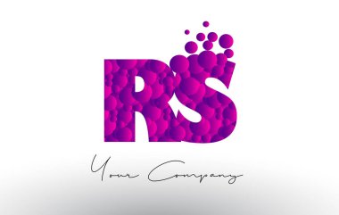 RS R S nokta harf Logo mor baloncuklar doku ile.