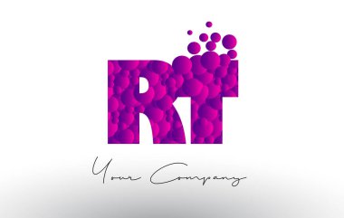 RT R T nokta harf Logo mor baloncuklar doku ile.
