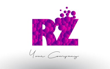 Mor baloncuklar doku ile RZ R Z nokta harf Logo.