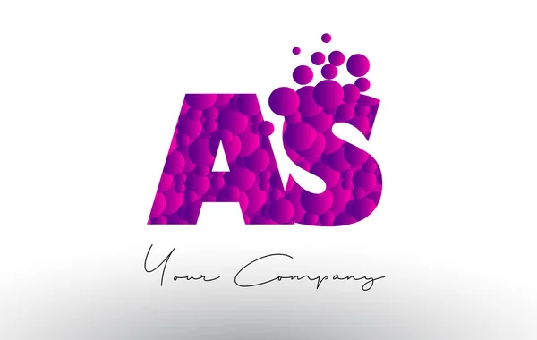 AS A S Dots Letter Logo with Purple Bubbles Texture. — Stock Vector