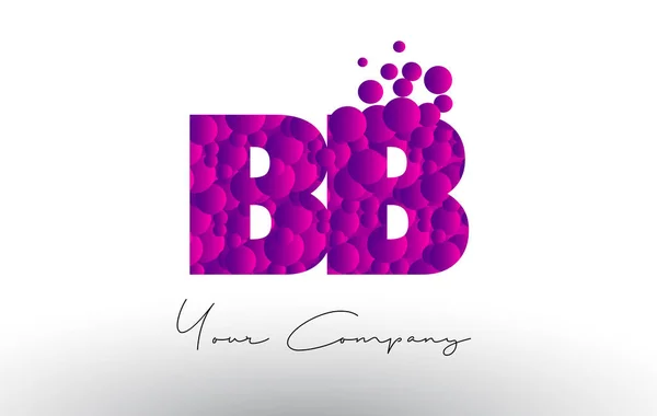 BB B B Dots Letter Logo with Purple Bubbles Texture. — Stock Vector