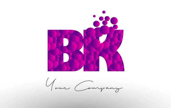 BK B K Dots Letter Logo com textura de bolhas roxas . — Vetor de Stock