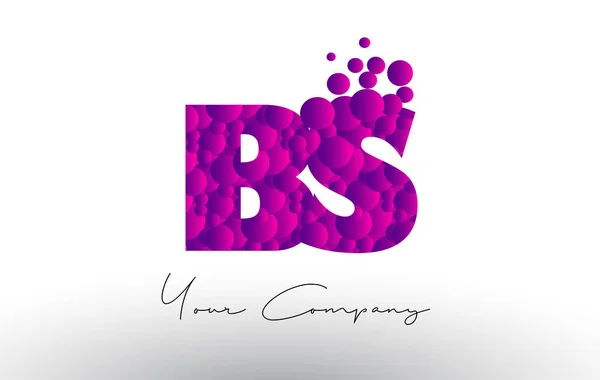 BS B S Dots Letter Logo com textura de bolhas roxas . — Vetor de Stock