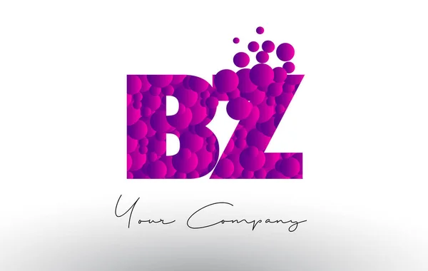 BZ B Z Dots letra logotipo com textura de bolhas roxas . — Vetor de Stock