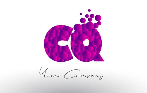 CQ C Q Pois Lettre Logo avec Texture Bulles Violettes . — Image vectorielle