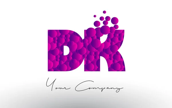 DK D K Dots letra logotipo com textura de bolhas roxas . — Vetor de Stock