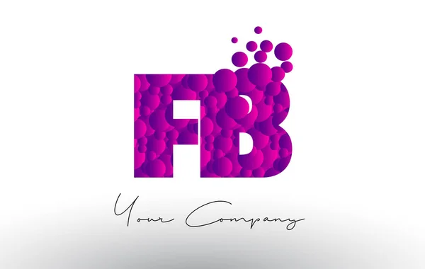 FB F B Dots Letter Logo with Purple Bubbles Texture. — Stock Vector