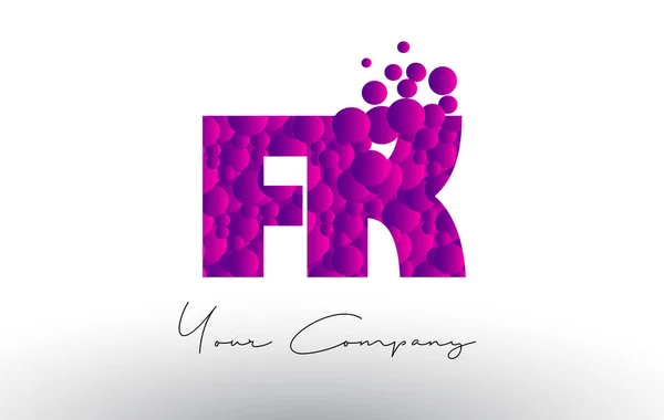 FK F K Dots Letter Logo with Purple Bubbles Texture. — Stock Vector