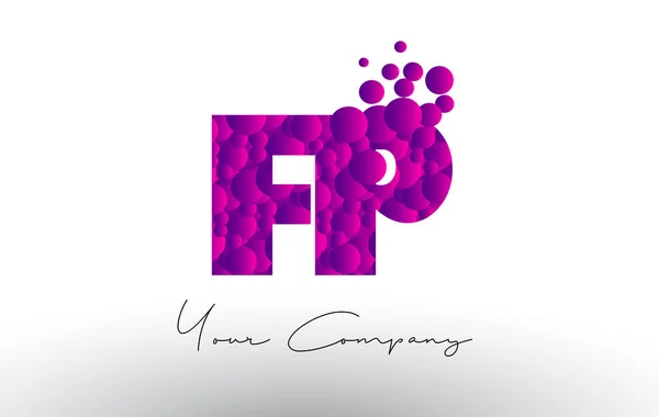 FP F P Dots Letter Logo with Purple Bubbles Texture. — Stock Vector