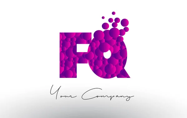 FQ F Q Dots Letter Logo with Purple Bubbles Texture. — Stock Vector