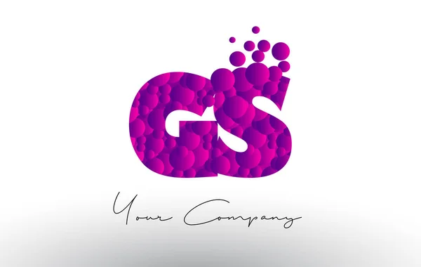 GS G S Dots Letter Logo with Purple Bubbles Texture. — Stock Vector