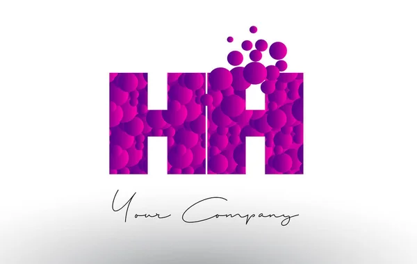 Logo lettre HH H Dots avec texture de bulles violettes . — Image vectorielle