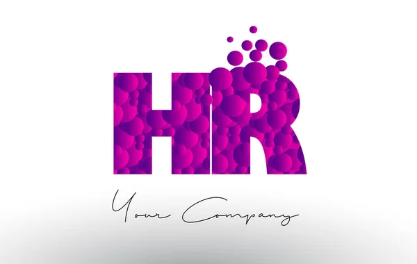 Logo lettre HR H R Dots avec texture bulles violettes . — Image vectorielle