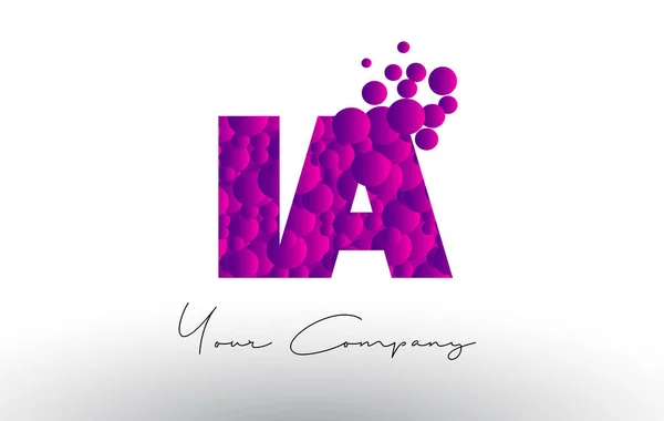 IA I A Logo lettre points avec texture bulles violettes . — Image vectorielle