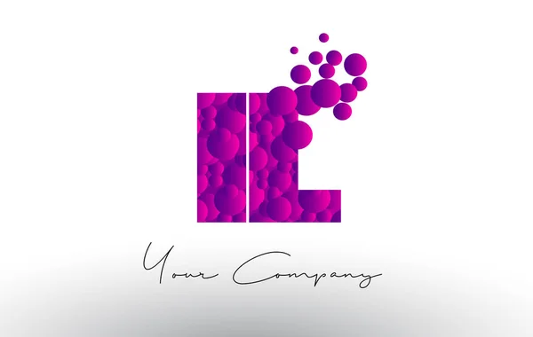 Logo lettre IL I L Dots avec texture bulles violettes . — Image vectorielle