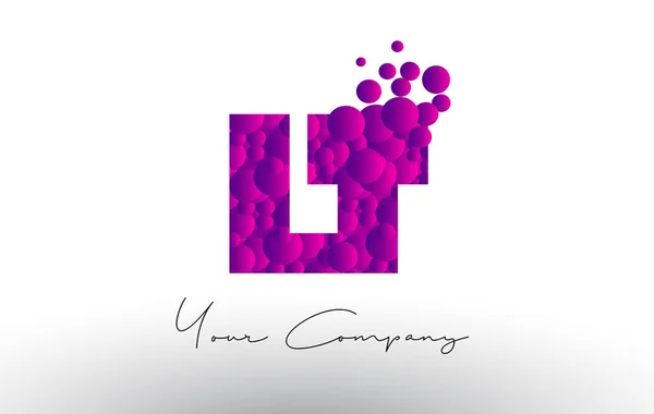 LT L T Dots lettre logo avec bulles pourpres texture . — Image vectorielle