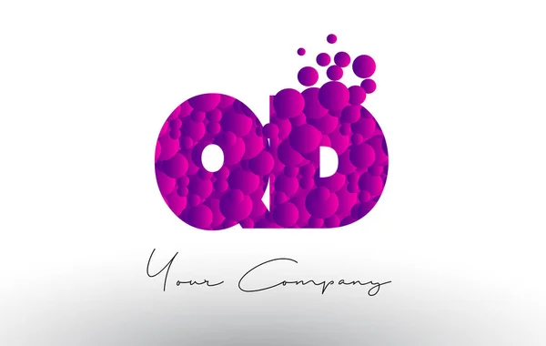 QD Q D Dots lettre logo avec bulles pourpres texture . — Image vectorielle