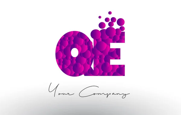 QE Q E Точки літери логотип з фіолетовими бульбашками текстури . — стоковий вектор