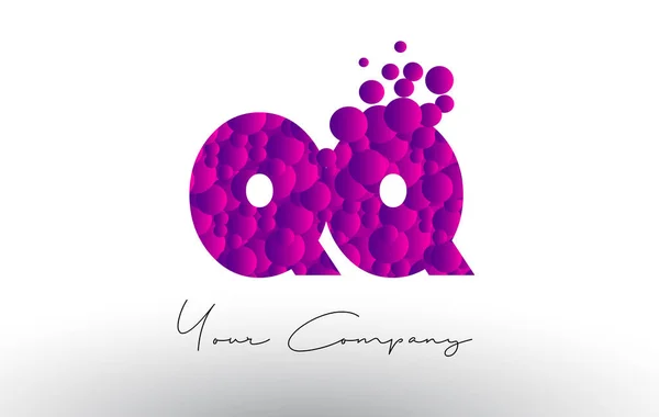 QQ Q Q Pois Lettre Logo avec Texture Bulles Violettes . — Image vectorielle